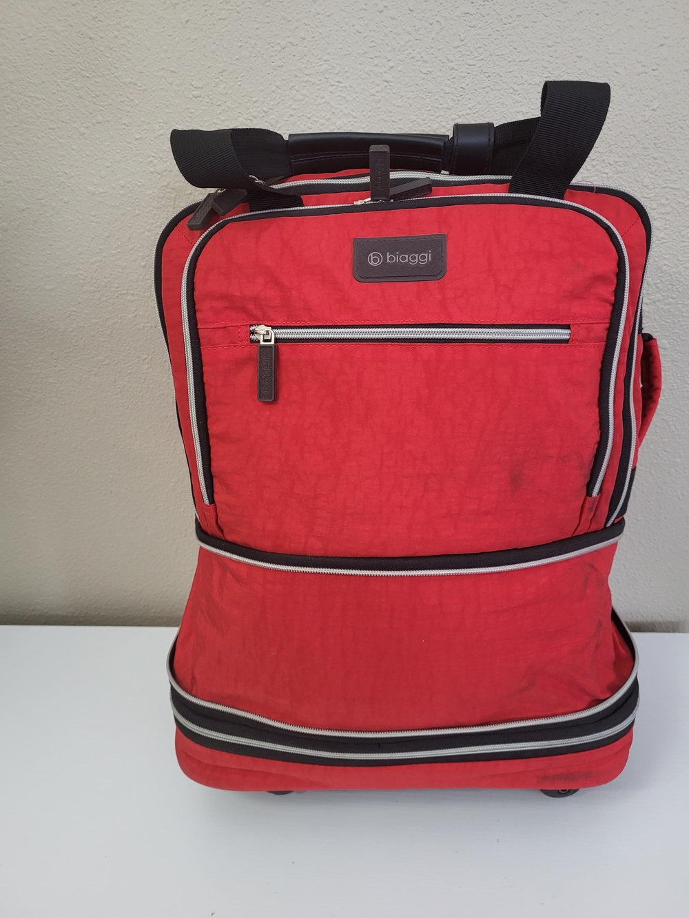 Biaggi Zipsak Trolley Carry-On Handbag Red Travel Foldable Lightweight
